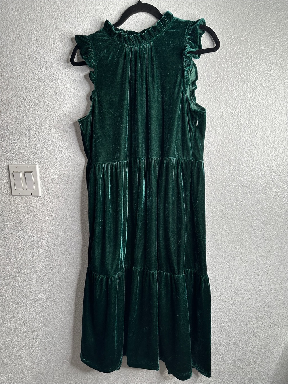 J crew Sleeveless Velvet Tiered Midi Dress - Emerald Green size 12